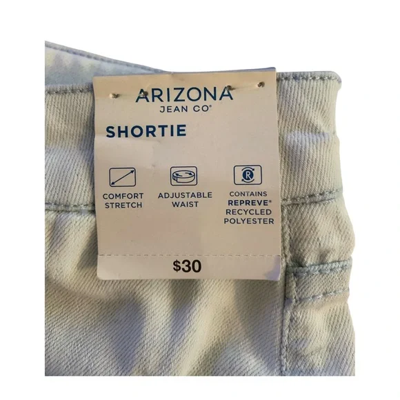 Arizona Button Fly Denim Shorts - Size 14 - Shortie Style Adjustable Waist NWT - Picture 6 of 8
